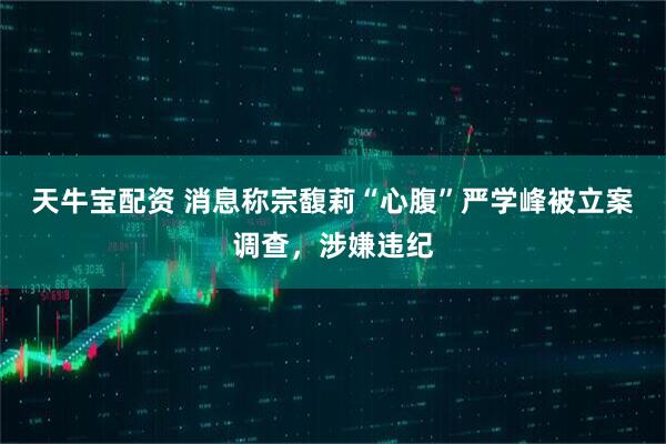 天牛宝配资 消息称宗馥莉“心腹”严学峰被立案调查，涉嫌违纪